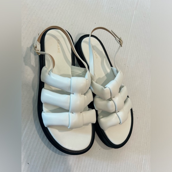 Frame Puffy Strap Le Weston Cushioned Sandal Size 39 White - Picture 4 of 6